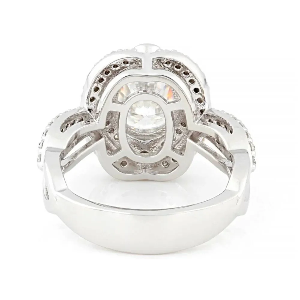 CERTIFIED 3.78 Ct. Genuine Moissanite Diamond Halo Bridal/Engagement Ring #8